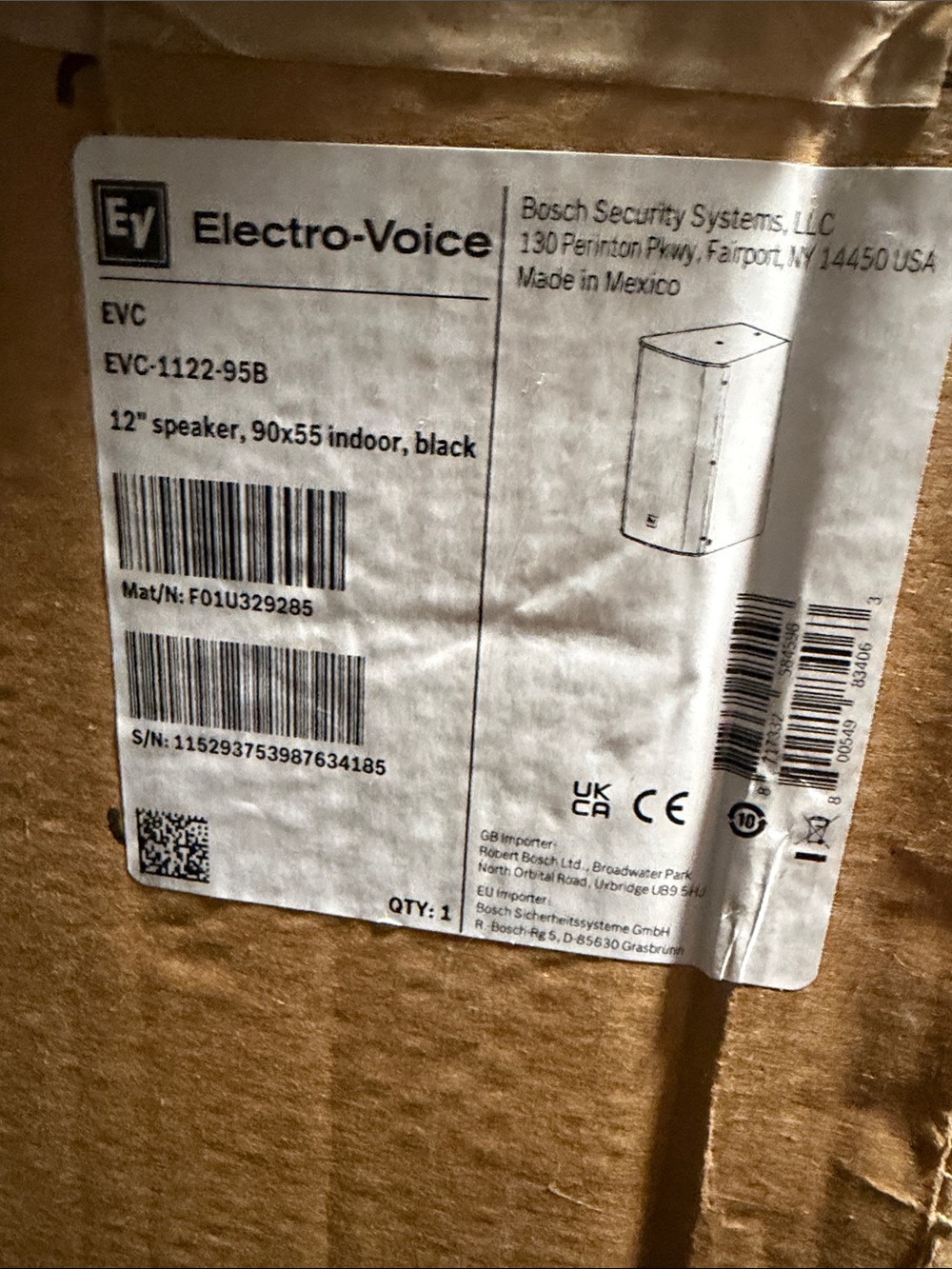 Electro-Voice EVC-1122-95B 12" Indoor Speaker - Black